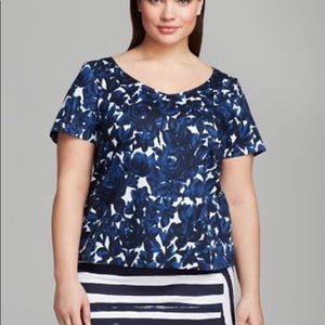 MARINA RINALDI Fiorito Short Sleeve Floral Top